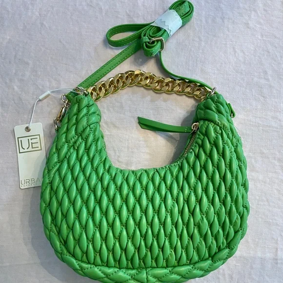 NWT💚🆕Urban Expressions🆕💚Gorgeous Green, Soft Leather, Gold Chain 👜 Purse - Picture 3 of 8